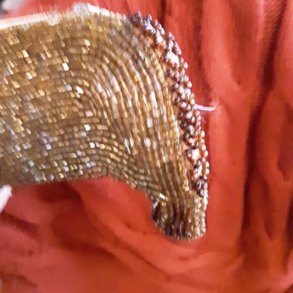 Vintage Gold Light Brown Hand Beaded Dachshund Dog Coin Purse Wallet Rare Unused - Picture 11 of 13